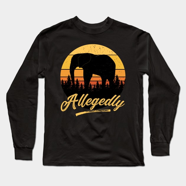 Allegedly Elephant Gentle Giant Tusker Retro Distressed Sunset Long Sleeve T-Shirt by BadDesignCo